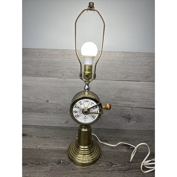 VINTAGE Nautical SHIP'S TELEGRAPH Themed Table Lamp 24” TALL